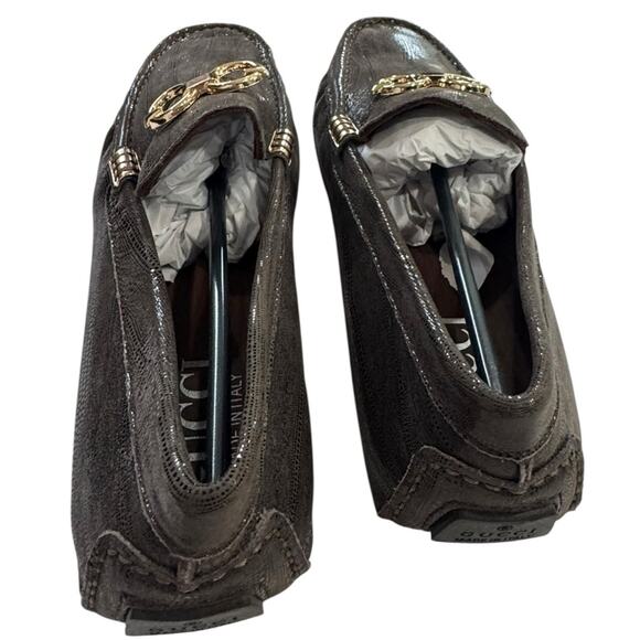 Men's Dark Brown Loafers with Gold “G” Detailing NEW Size 43/10 - Picture 6 of 10